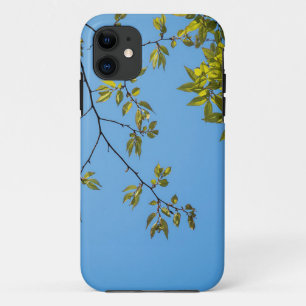 beautiful branch with green and yellow leaves hug iPhone 11 case