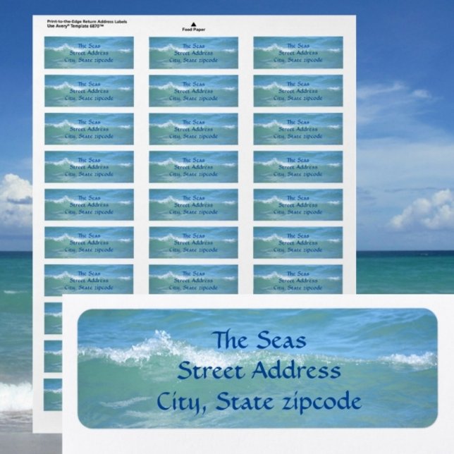 Beautiful Breaking Wave Aqua Blue Address Labels (Creator Uploaded)