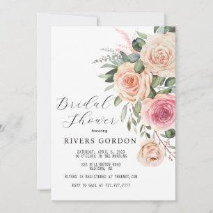 Beautiful Bridal Shower Invitation with Roses