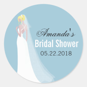Beautiful Bride Blonde Personalized Bridal Shower Classic Round Sticker