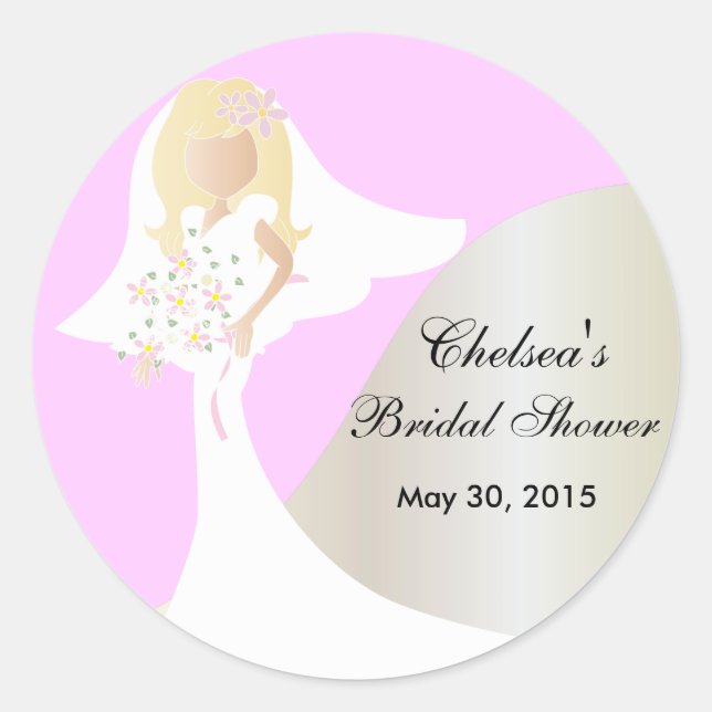 Beautiful Bride Bridal Shower Classic Round Sticker (Front)