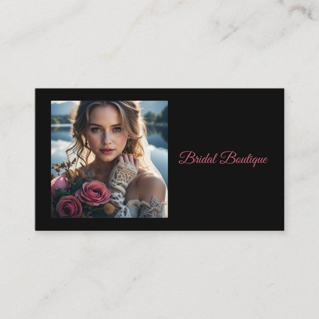 Beautiful Bride by a Romantic Lake Business Card (Front)