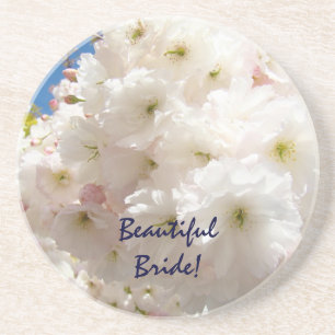 Beautiful Bride gifts coasters Pink Flower Blossom