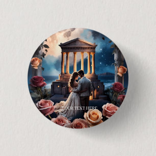 Beautiful Bride & Groom Standing by the Sea 1 Inch Round Button