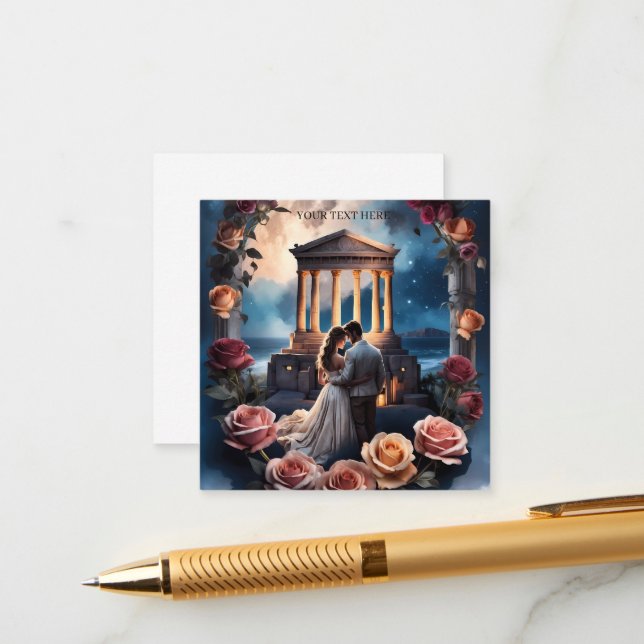 Beautiful Bride & Groom Standing by the Sea Enclosure Card (Front/Back In Situ)