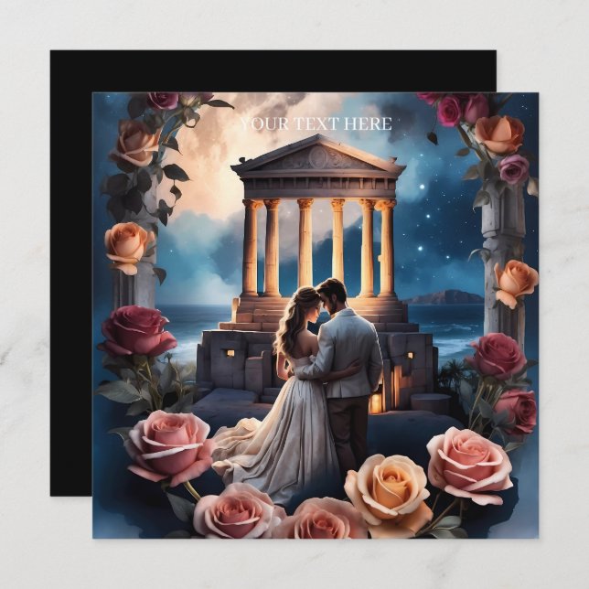 Beautiful Bride & Groom Standing by the Sea Invitation (Front/Back)