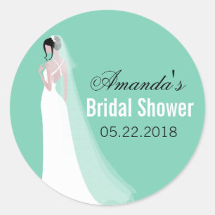 Beautiful Bride Personalized Bridal Shower Classic Round Sticker