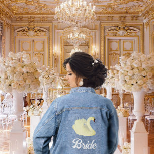 Beautiful Bride White Swan  Denim Jacket