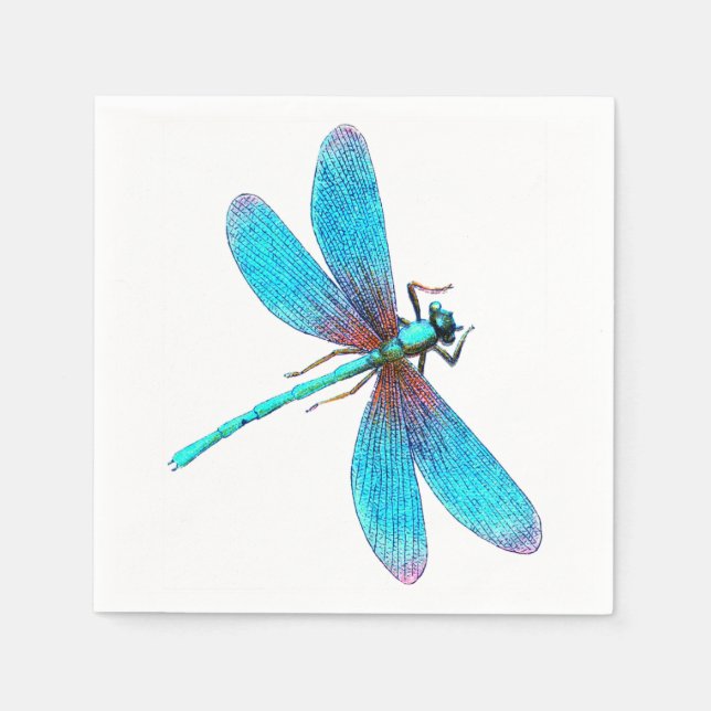 Beautiful Bright Blue Turquoise Dragonfly Napkin (Front)