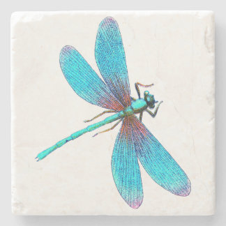 Beautiful Bright Blue Turquoise Dragonfly Stone Coaster