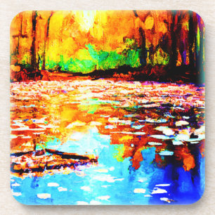 Beautiful Bright Coloured Orange Forest. Buy Now Coaster