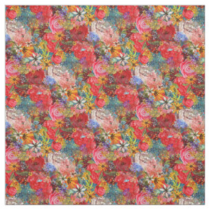 Beautiful Bright Colourful Abstract Floral Pattern Fabric