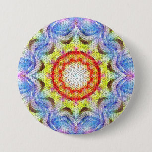 Beautiful Bright Mosaic Tile Sun Flower 3 Inch Round Button