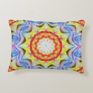 Beautiful Bright Mosaic Tile Sun Flower Accent Pillow
