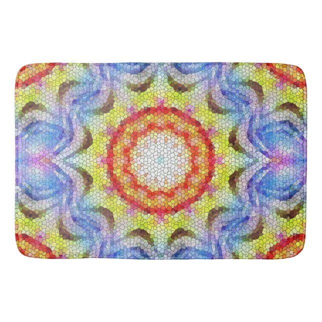 Beautiful Bright Mosaic Tile Sun Flower Bath Mat (Front)