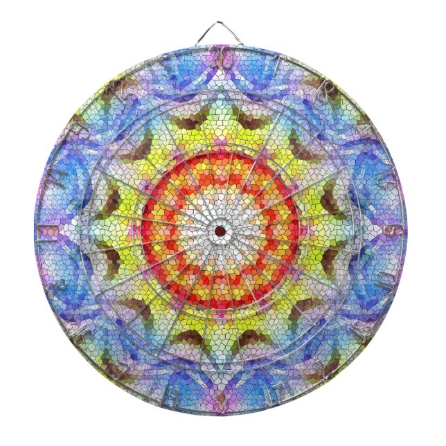 Beautiful Bright Mosaic Tile Sun Flower Dartboard (Front)