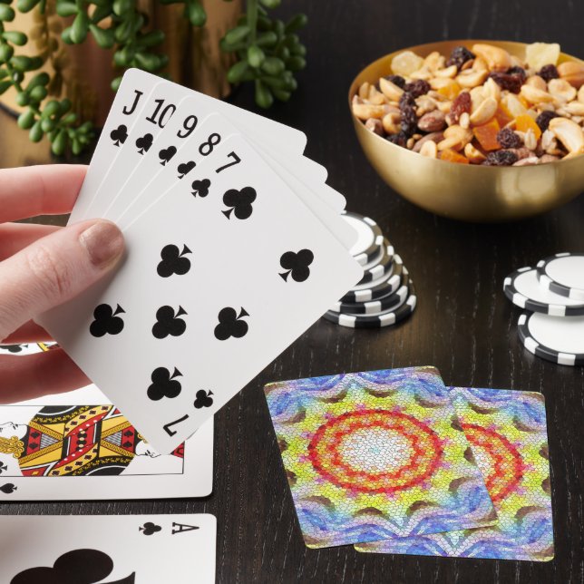Beautiful Bright Mosaic Tile Sun Flower Playing Cards (In Situ)