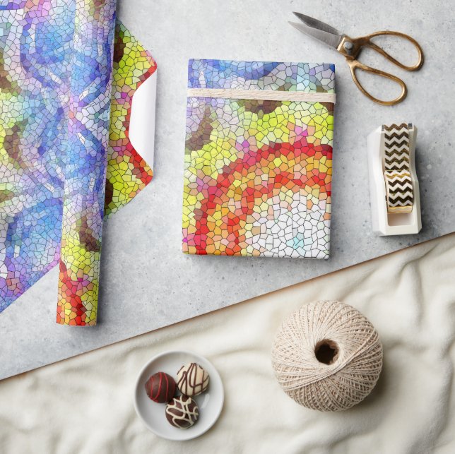 Beautiful Bright Mosaic Tile Sun Flower Wrapping Paper (Crafts)