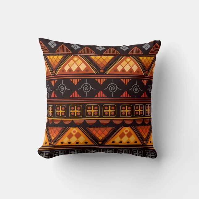 Beautiful Bright Multi-Colour Aztec Pattern Throw Pillow (Front)