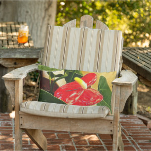 Beautiful Bright Red Anthurium Floral Photograph Lumbar Pillow