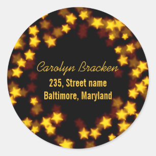 Beautiful Bright Yellow Stars Address Classic Round Sticker