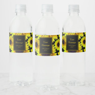 Beautiful Bright Yellow Sunflower - Any Occasion Water Bottle Label