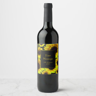 Beautiful Bright Yellow Sunflower - Any Occasion Wine Label