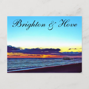 Beautiful Brighton and Hove Beach & Sunset Postcard