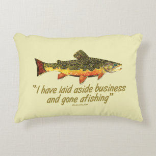 Beautiful Brook Trout Fishing Saying Accent Pillow