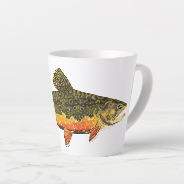 Beautiful Brook Trout Fly Fishing Latte Mug (Right Angle)