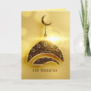Beautiful Brown and Golden Eid Mubarak Holiday Card