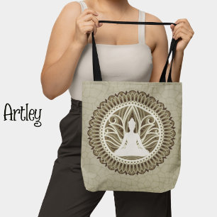 Beautiful Brown Buddha Mandala Monochromatic  Tote Bag
