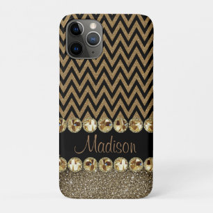 Beautiful Brown Chevron Glitter Jewels Elegant iPhone 11 Pro Case
