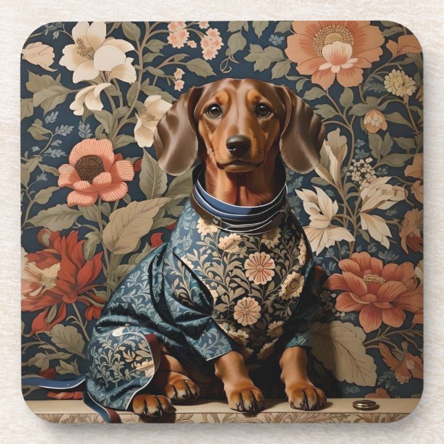 Beautiful Brown Dachshund | Dachshund Portrait Coaster (Front)