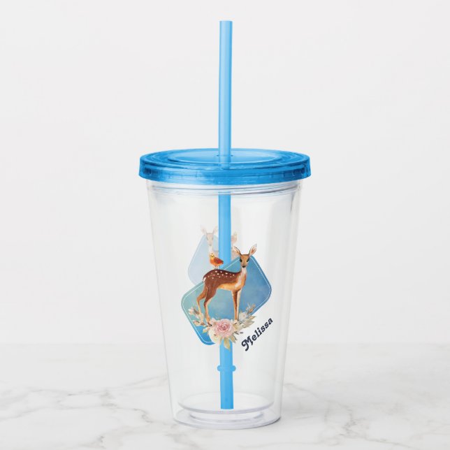 Beautiful Brown Doe with White Spots Acrylic Tumbler (Front)