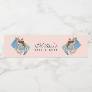 Beautiful Brown Doe with White Spots Baby Shower Water Bottle Label