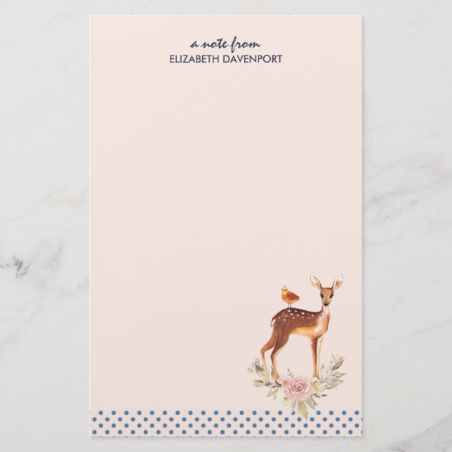 Beautiful Brown Doe with White Spots Stationery (Front)