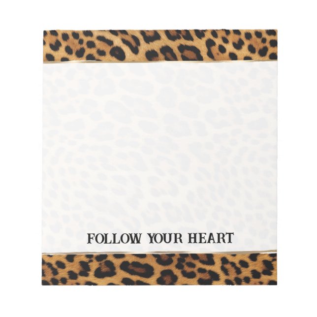 Beautiful Brown Gold Leopard Print Notepad (Front)