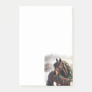 Beautiful Brown Horse Christmas Wreath  Post-it Notes