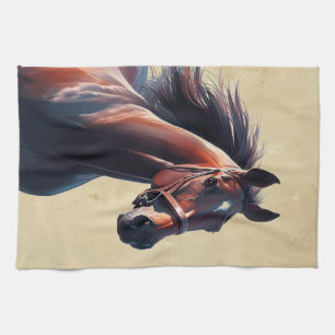 Beautiful Brown Horse Custom Name Kitchen Towel