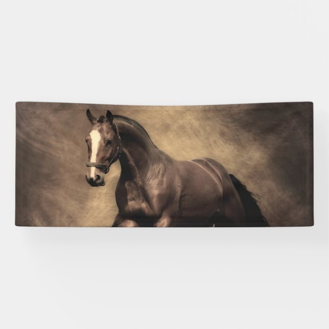 Beautiful brown horse throw pillow banner (Horizontal)