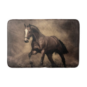 Beautiful brown horse throw pillow bath mat