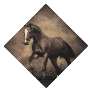Beautiful brown horse throw pillow graduation cap topper