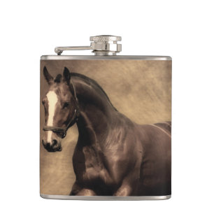 Beautiful brown horse throw pillow hip flask