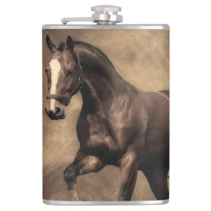 Beautiful brown horse throw pillow hip flask