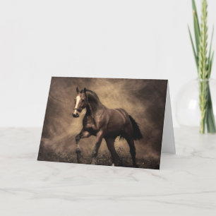 Beautiful brown horse throw pillow holiday card