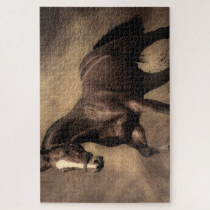 Beautiful brown horse throw pillow jigsaw puzzle