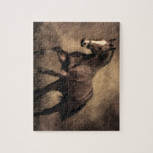 Beautiful brown horse throw pillow jigsaw puzzle