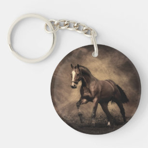 Beautiful brown horse throw pillow keychain