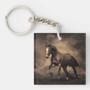 Beautiful brown horse throw pillow keychain
